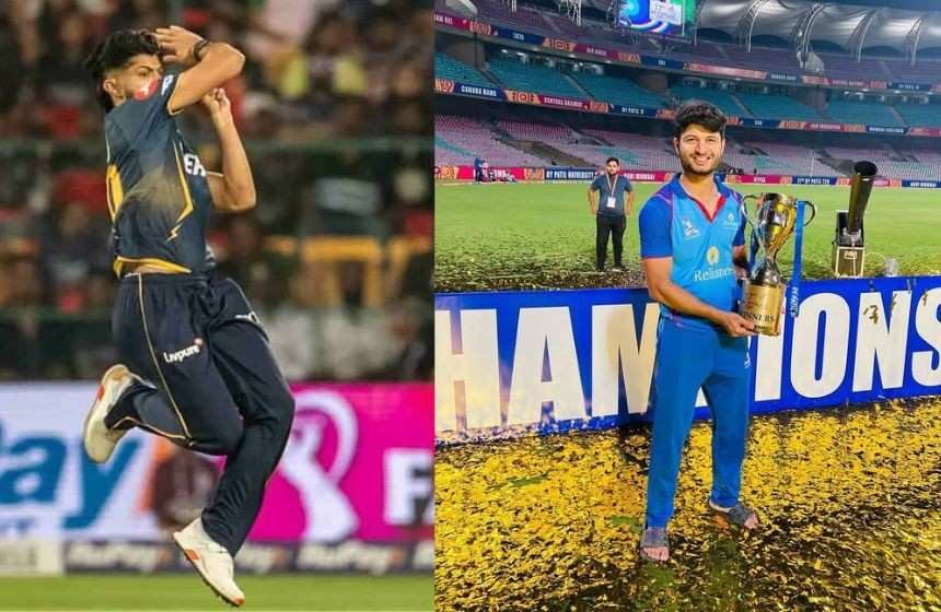 Arshad Khan bowling for Gujrat Titans and Holding Trophy For winning title from Mumbai Indians