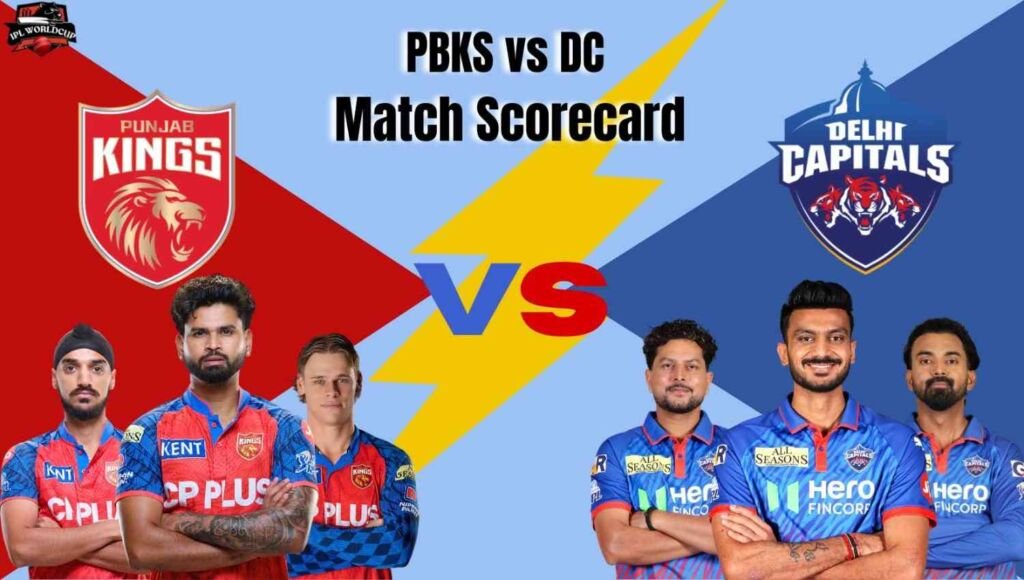 PBKS vs DC match scorecard IPL 2026 featuring Punjab Kings and Delhi Capitals players