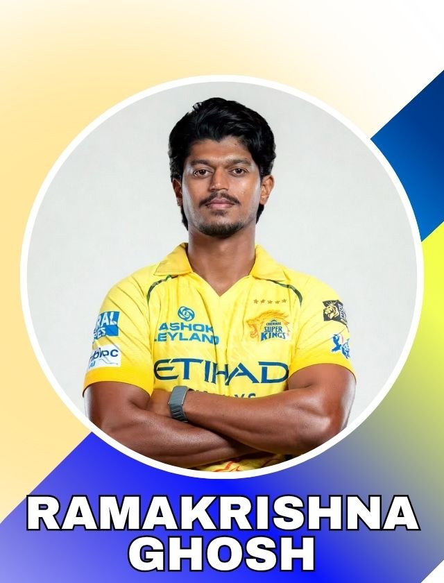 Ramakrishna Ghosh Indian Fast Bowler All Rounder who currently represent CSK in IPL 2026