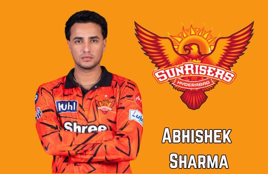Abhishek Sharma in Sunrisers Hyderabad jersey with SRH team logo