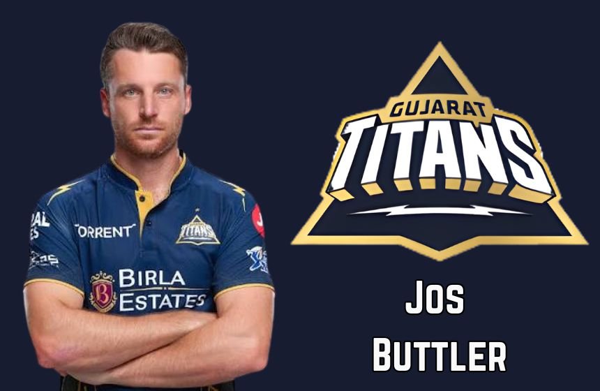 Jos Buttler in Gujarat Titans jersey with Gujarat Titans logo