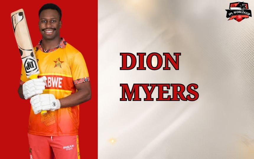 Dion Myers Holging bat and wearing Zimbabwe Jersey