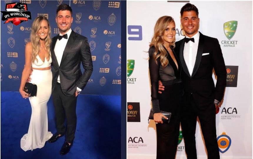 Marcus Stoinis with wife at event