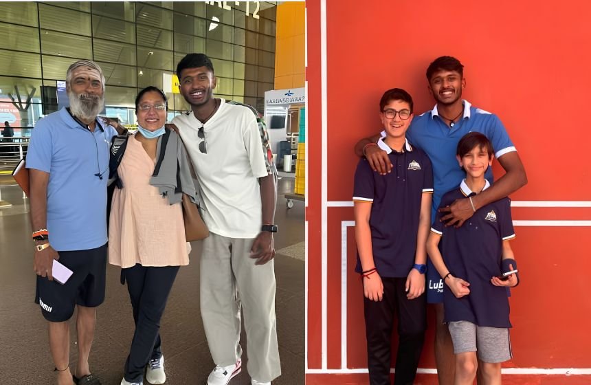 Sai Sudharsan with her parents at airport and and her siblings