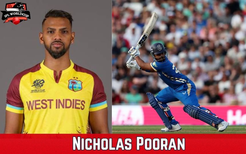 Nicholas Pooran in west indies jersey and batting in cricket match